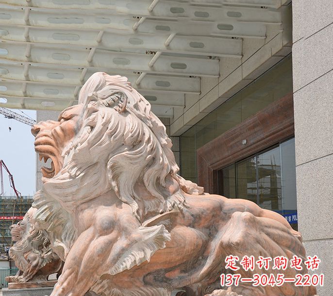 龙岩晚霞红欧式狮子石雕 (3)