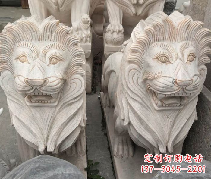 龙岩晚霞红欧式狮子石雕 (2)