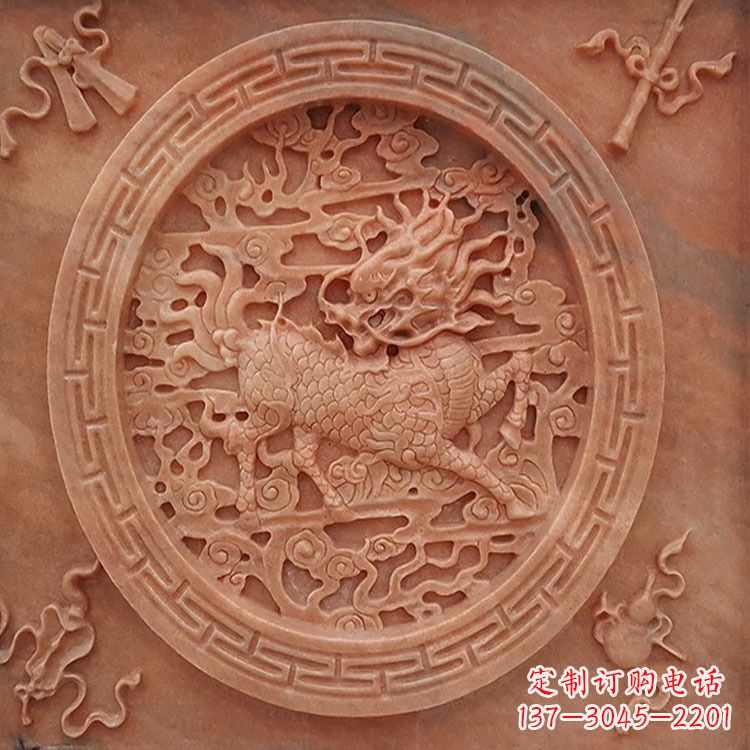 龙岩晚霞红麒麟建筑装饰壁画
