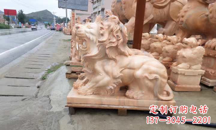 龙岩晚霞红狮子雕塑