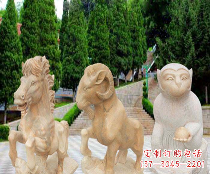 龙岩晚霞红十二生肖公园动物石雕