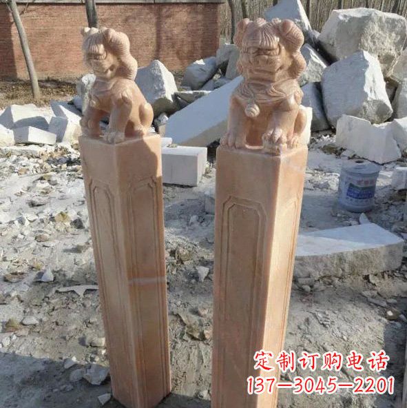 龙岩晚霞红狮子拴马桩