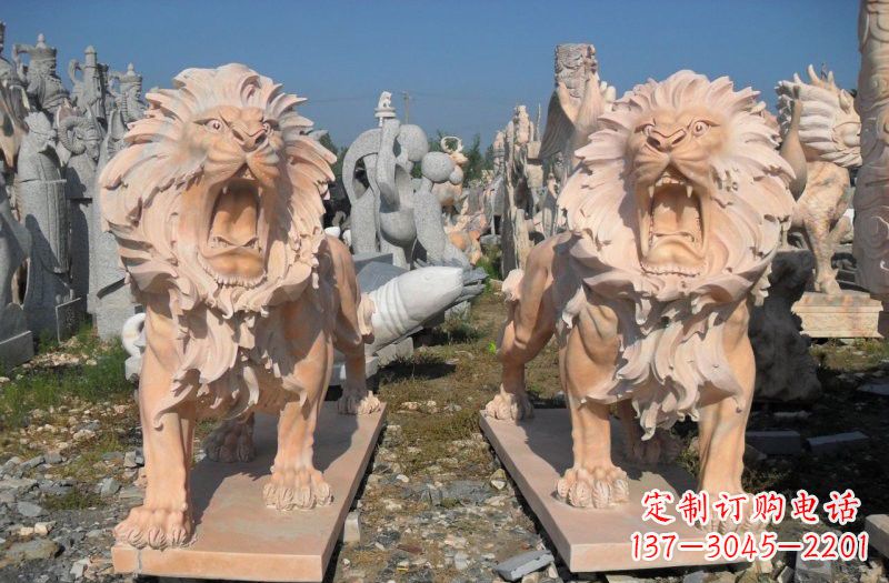龙岩晚霞红西洋狮子雕塑