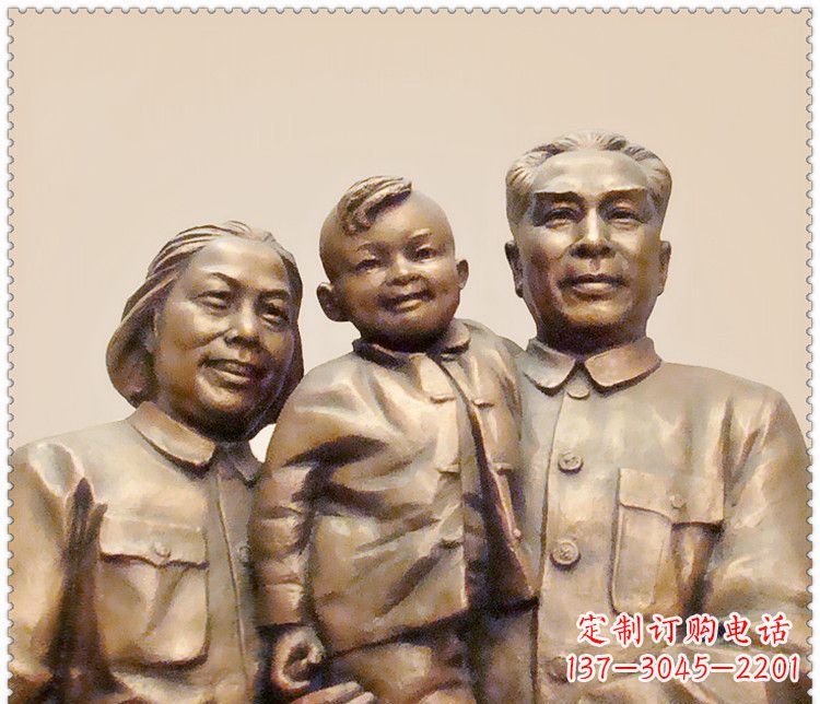 龙岩伟人周恩来一家铜雕