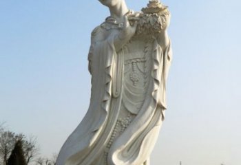 龙岩古典美女雕塑——十二花神之四月牡丹杨玉环汉白玉