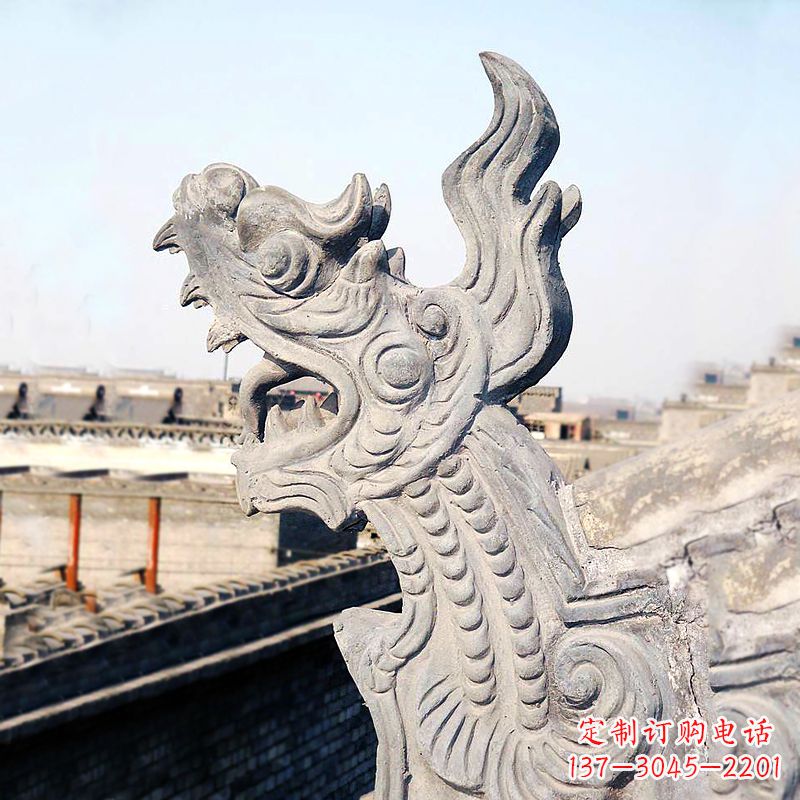 龙岩屋脊鸱尾螭吻雕塑-古建装饰神兽动物雕塑