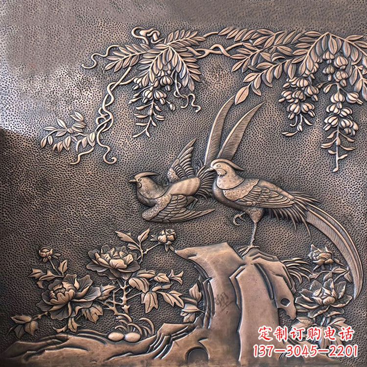 龙岩喜鹊紫铜浮雕装饰画