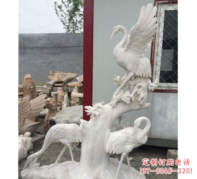 龙岩仙鹤松树石雕
