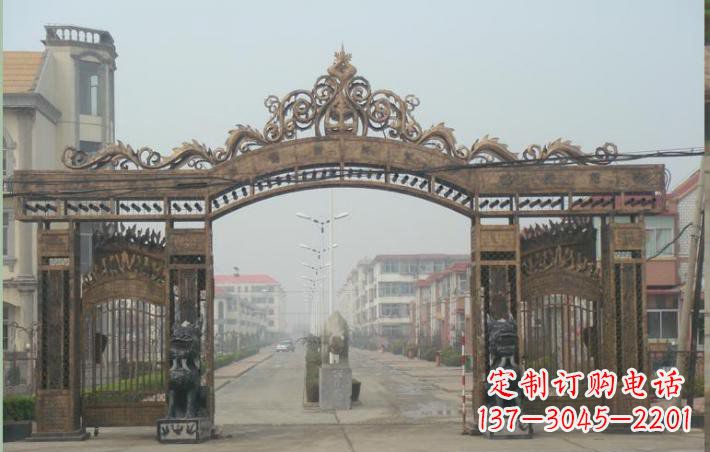 龙岩小区不锈钢门口牌坊雕塑