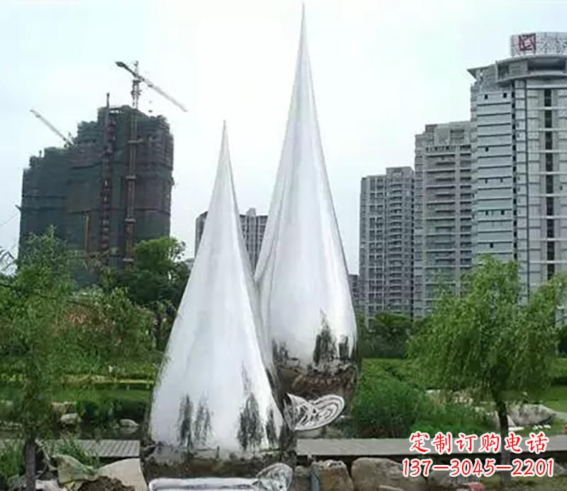 龙岩小区不锈钢水滴雕塑