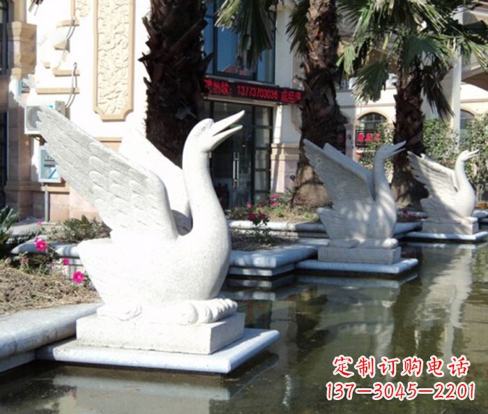 龙岩小区景观大理石天鹅喷泉石雕
