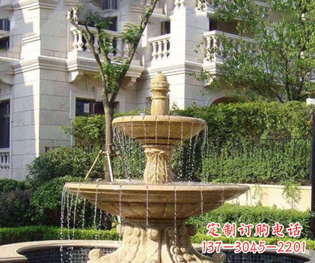 龙岩小区景观晚霞红多层喷泉石雕 (4)