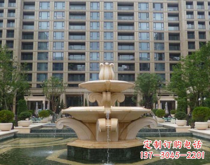 龙岩小区景观晚霞红喷泉石雕 (2)