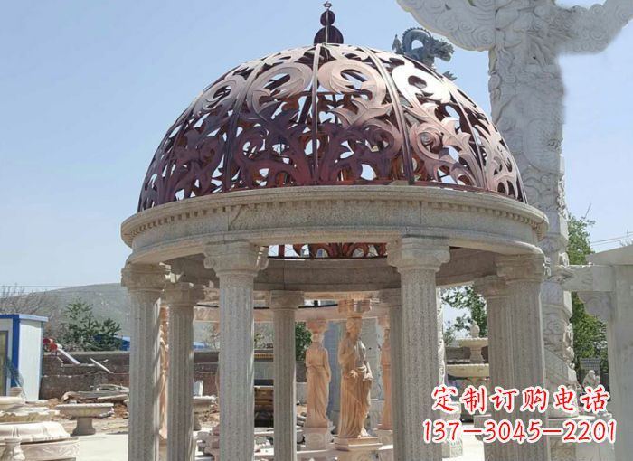 龙岩小区欧式圆顶凉亭石雕 (3)