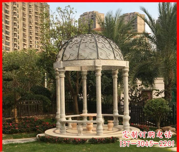 龙岩小区欧式圆顶凉亭石雕 (2)