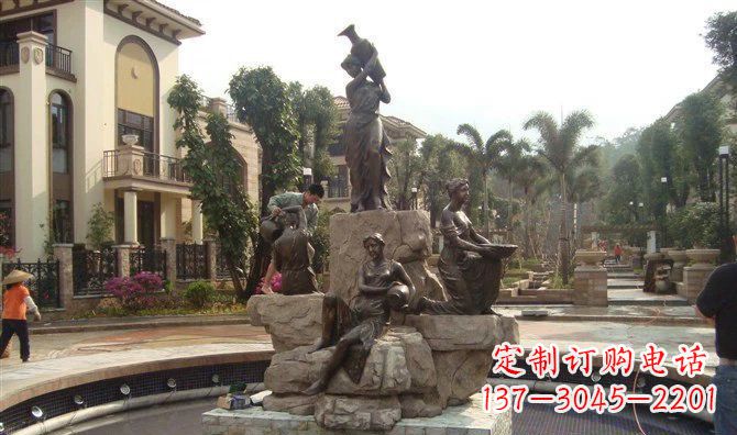 龙岩小区西方美女喷泉人物铜雕
