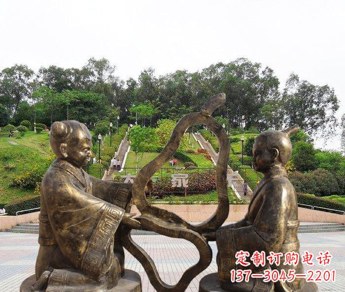 龙岩校园抽象孔融让梨铜雕