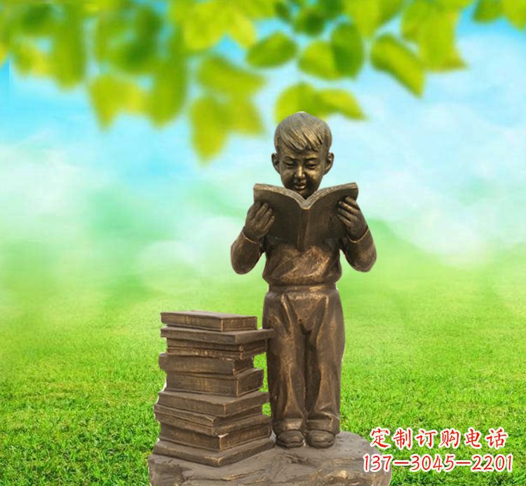 龙岩校园读书的小男孩铜雕