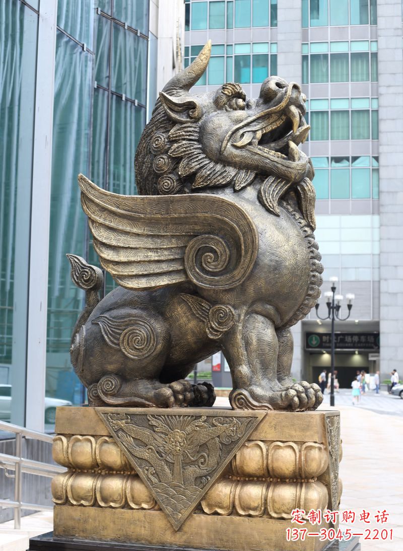 龙岩獬豸法院独角兽铜雕