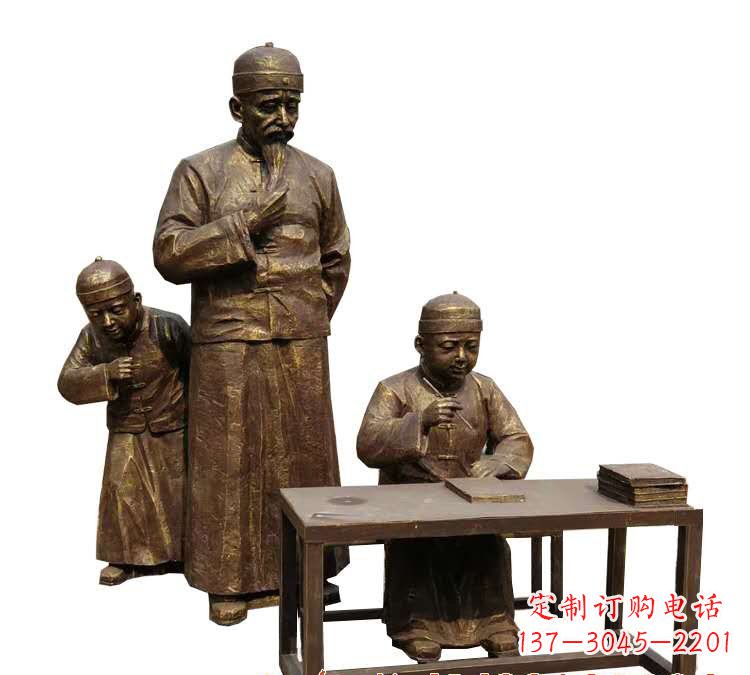 龙岩学生与老师人物铜雕