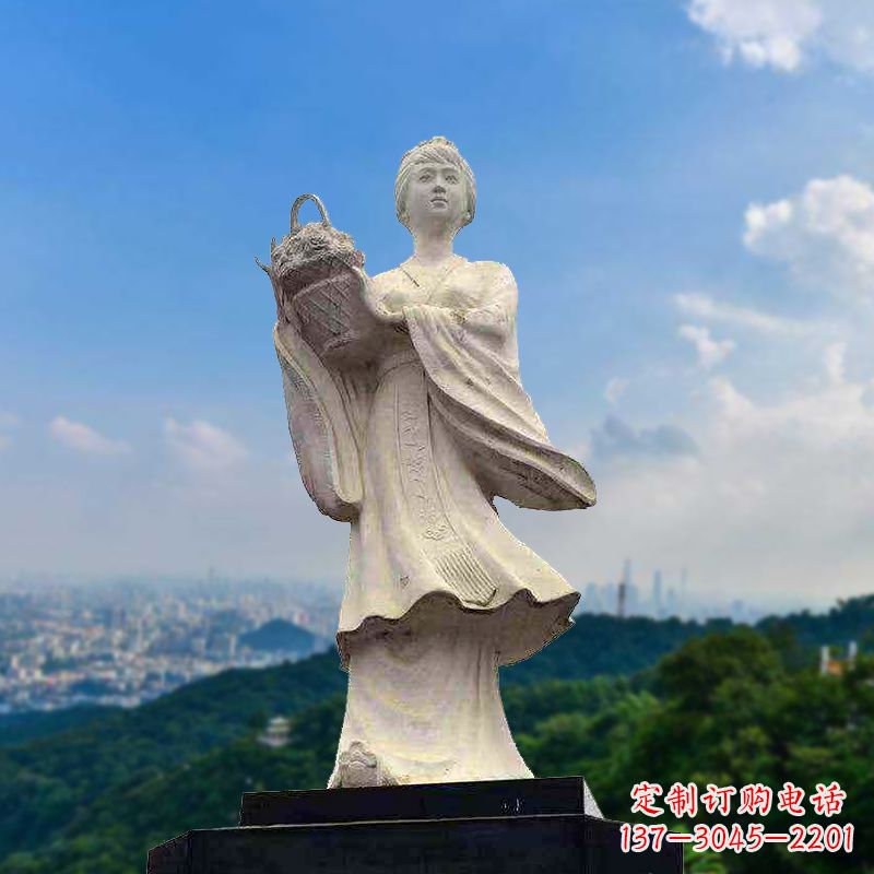 龙岩虞姬景观石雕像-景区园林古代美女雕塑