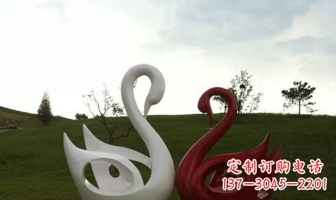 龙岩园林不锈钢抽象天鹅雕塑