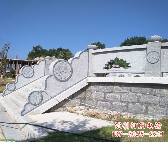 龙岩园林景观大理石镂空莲花石栏板 (2)