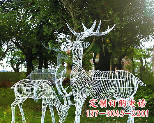 龙岩园林镂空梅花鹿不锈钢景观雕塑