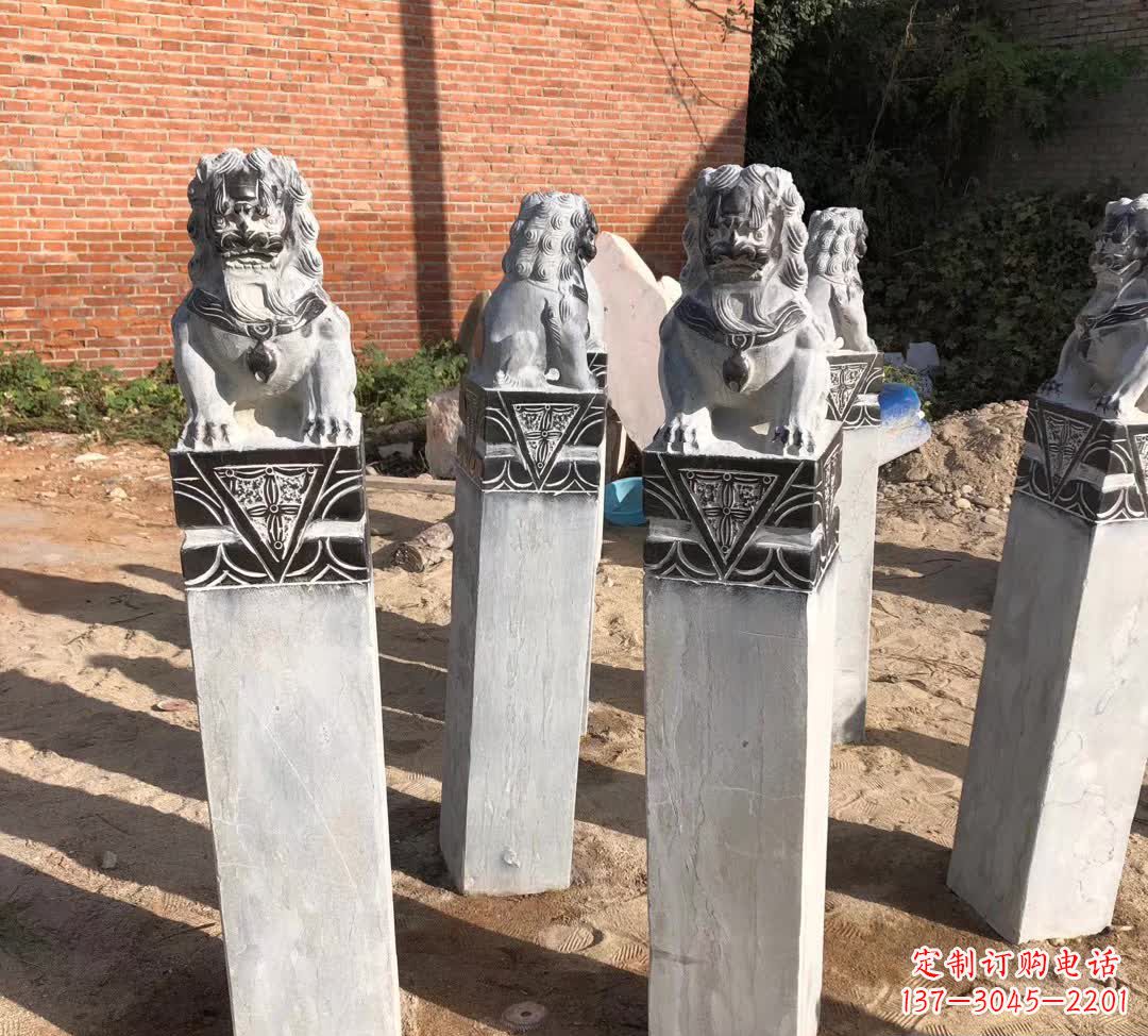龙岩园林石雕狮子拴马桩