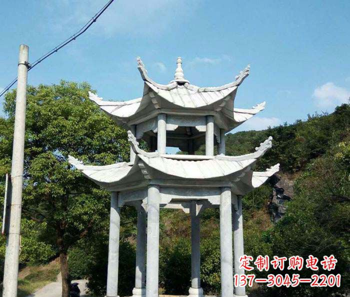龙岩园林双层凉亭石雕