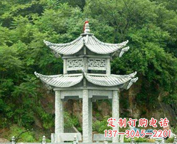 龙岩园林双层六角石凉亭景观石雕
