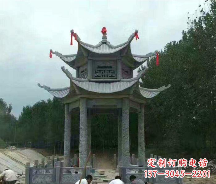 龙岩园林双层凉亭石雕 (3)