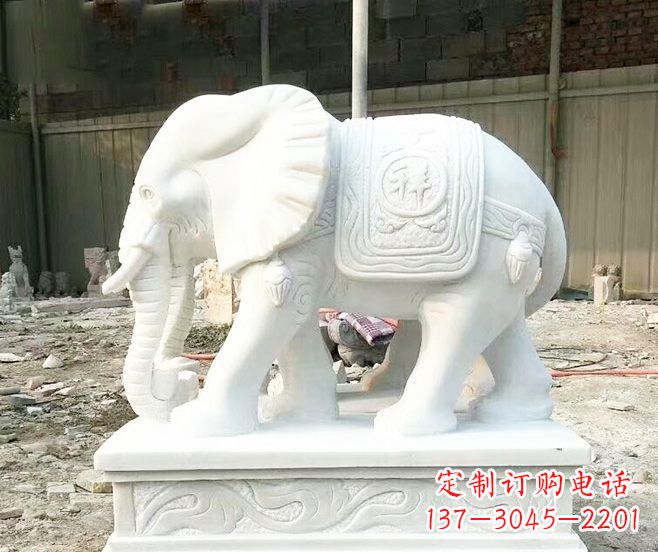 龙岩招财动物汉白玉大象石雕 (3)