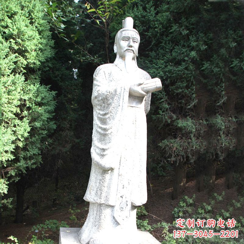 龙岩中国古代著名帝王汉文帝刘恒汉白玉石雕塑像