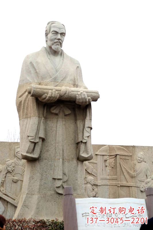 龙岩中国历史名人北宋绘画大师清明上河图画家张择端汉白玉石雕像