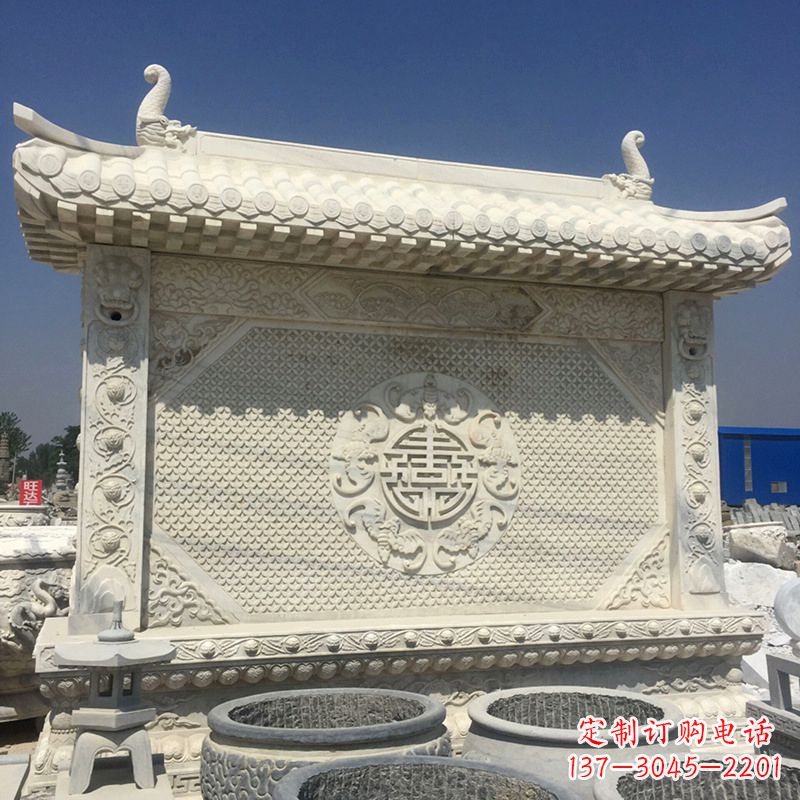 龙岩中式庭院影壁石雕-中国古建大门萧墙