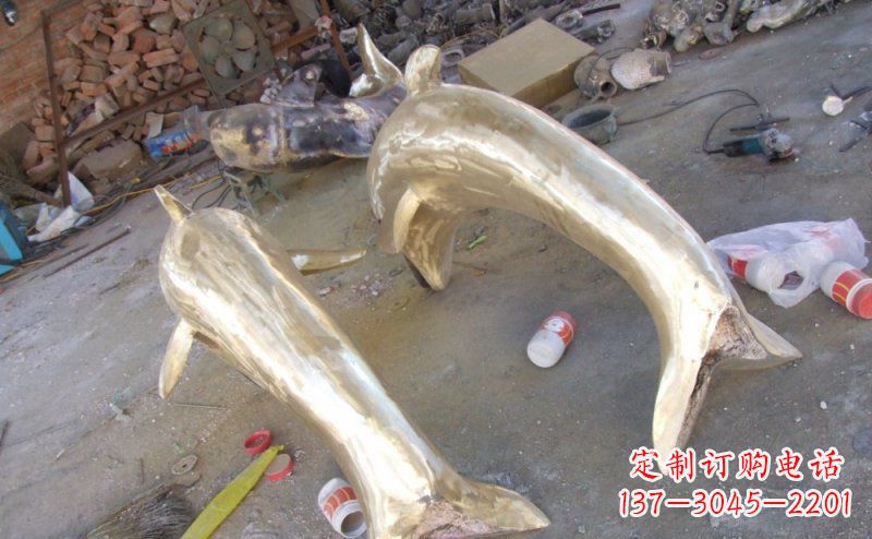 龙岩铸铜海豚公园动物铜雕