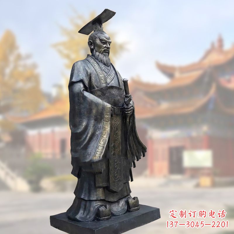 龙岩铸铜秦始皇铜雕塑像