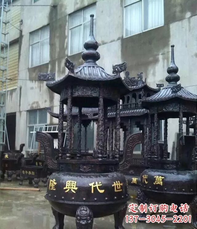 龙岩铸铜寺庙香炉铜雕 (3)