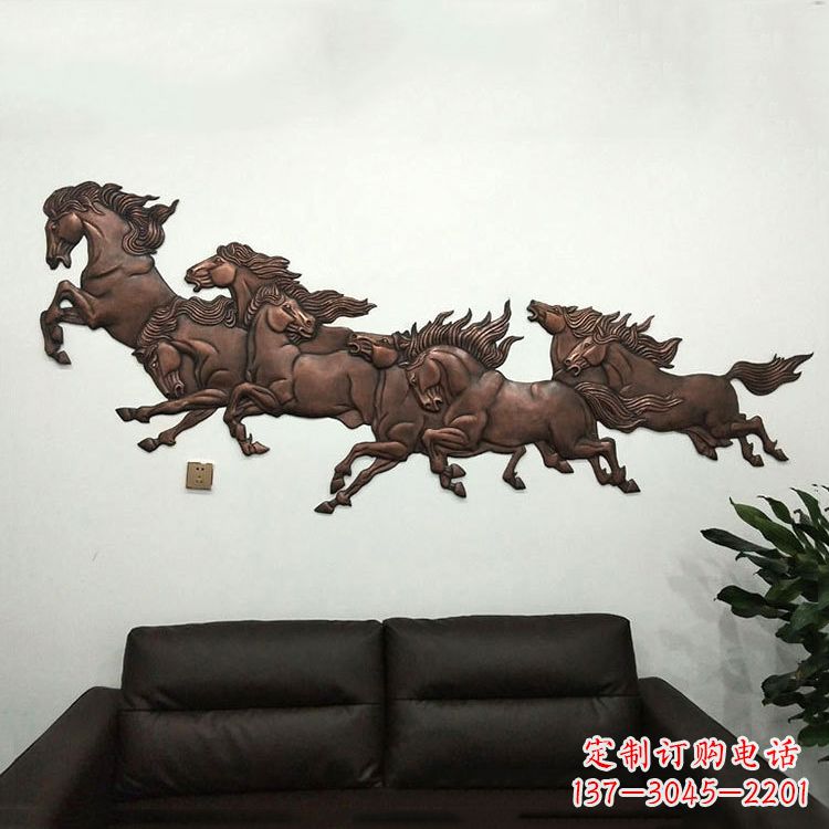 龙岩紫铜马儿浮雕装饰画