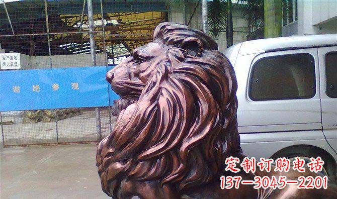龙岩紫铜西洋狮子铜雕 (2)